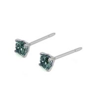 0.80 Ct.Tw. Bluish Green Sapphire Studs Earrings, 14K White Gold Image