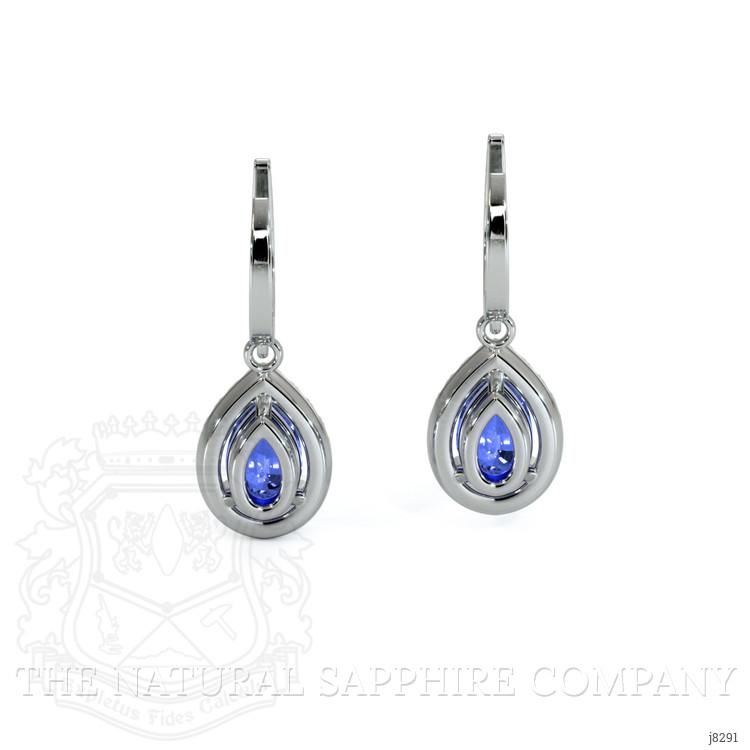 1.00 Ct.Tw. Blue Sapphire and Natural Diamond Pave Earrings, 14K White Gold