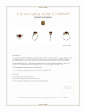 1.51 Ct. Ruby and Natural Diamond Three Stone Ring, Platinum & 18K Yellow Appraisal