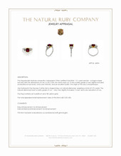 1.51 Ct. Ruby and Natural Diamond Three Stone Ring, Platinum & 18K Yellow Appraisal