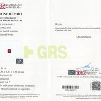 1.51 Ct. Ruby Natural Diamond Three Stone Ring, Platinum & 18K Yellow Scan Report