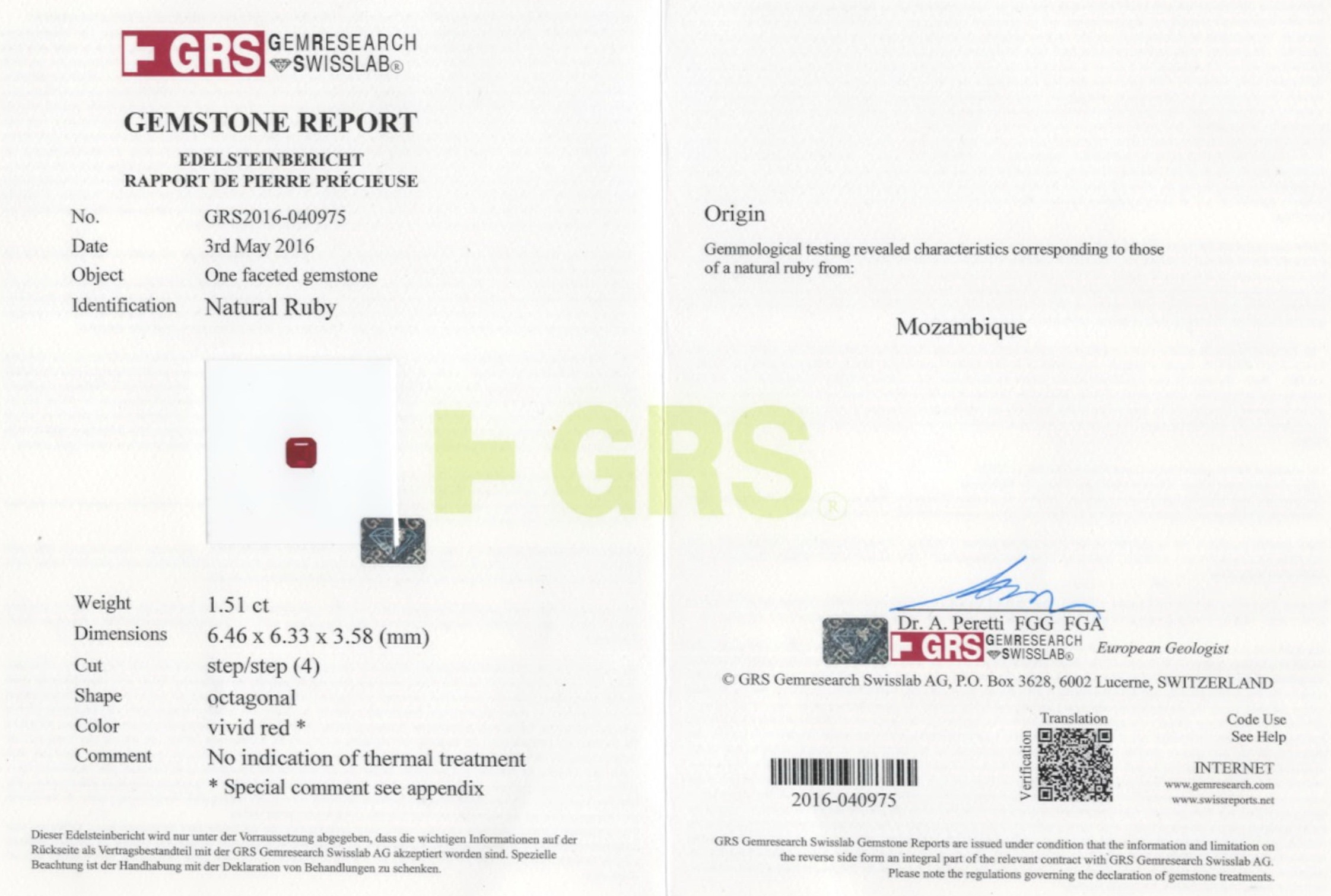 1.51 Ct. Ruby and Natural Diamond Three Stone Ring, Platinum & 18K Yellow