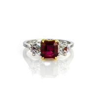 1.51 Ct. Ruby Natural Diamond Three Stone Ring, Platinum & 18K Yellow Video
