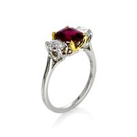 1.51 Ct. Ruby Natural Diamond Three Stone Ring, Platinum & 18K Yellow Image