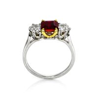 1.51 Ct. Ruby Natural Diamond Three Stone Ring, Platinum & 18K Yellow Image