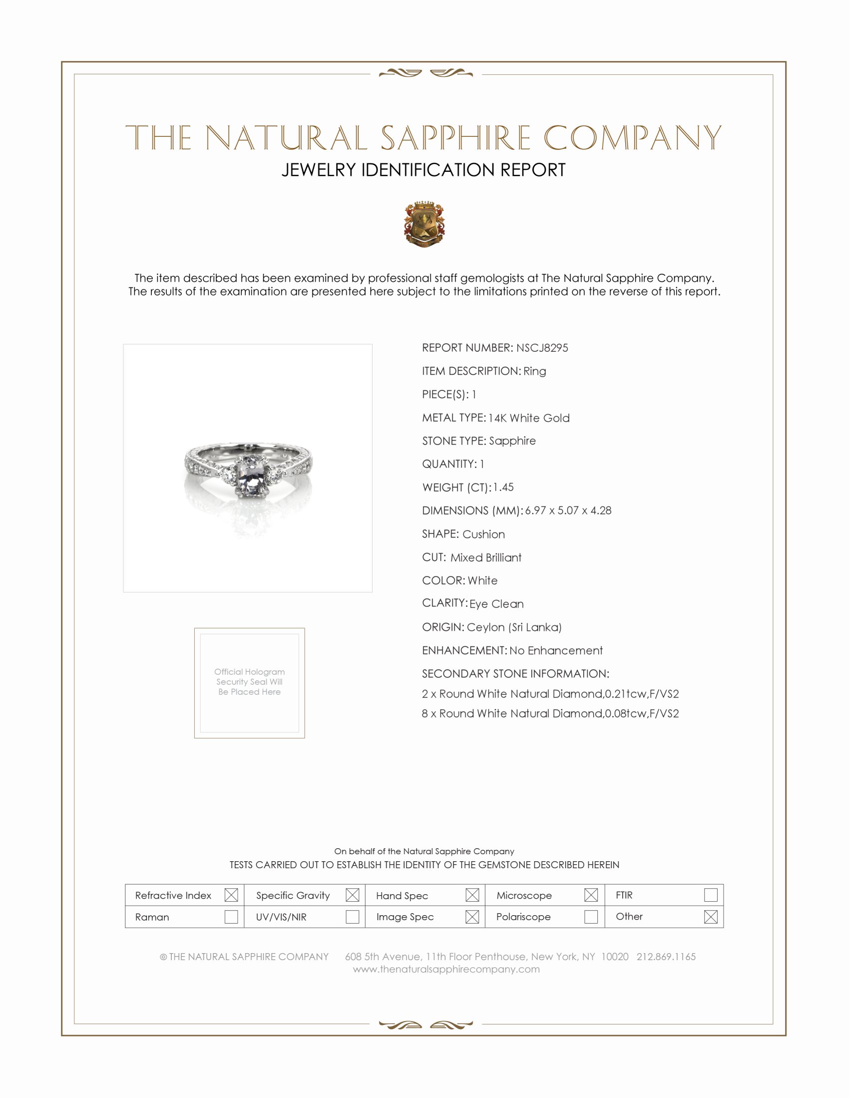 1.45 Ct. White Sapphire and Natural Diamond Antique Style Ring, 14K White Gold