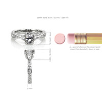 1.45 Ct. White Sapphire and Natural Diamond Antique Style Ring, 14K White Gold Image