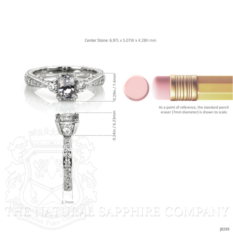 1.45 Ct. White Sapphire and Natural Diamond Antique Style Ring, 14K White Gold