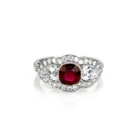 0.92 Ct. Ruby Natural Diamond Antique Style Ring, Platinum 950 Video
