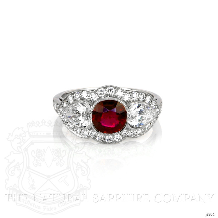 0.92 Ct. Ruby Natural Diamond Antique Style Ring, Platinum 950