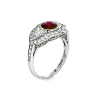 0.92 Ct. Ruby Natural Diamond Antique Style Ring, Platinum 950 Image