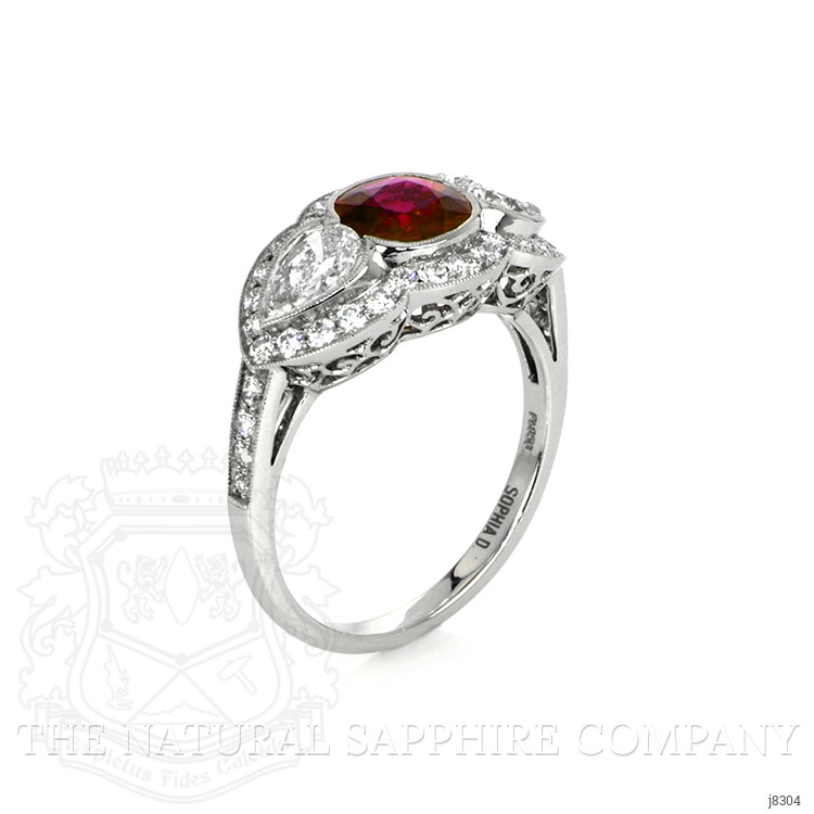 0.92 Ct. Ruby Natural Diamond Antique Style Ring, Platinum 950