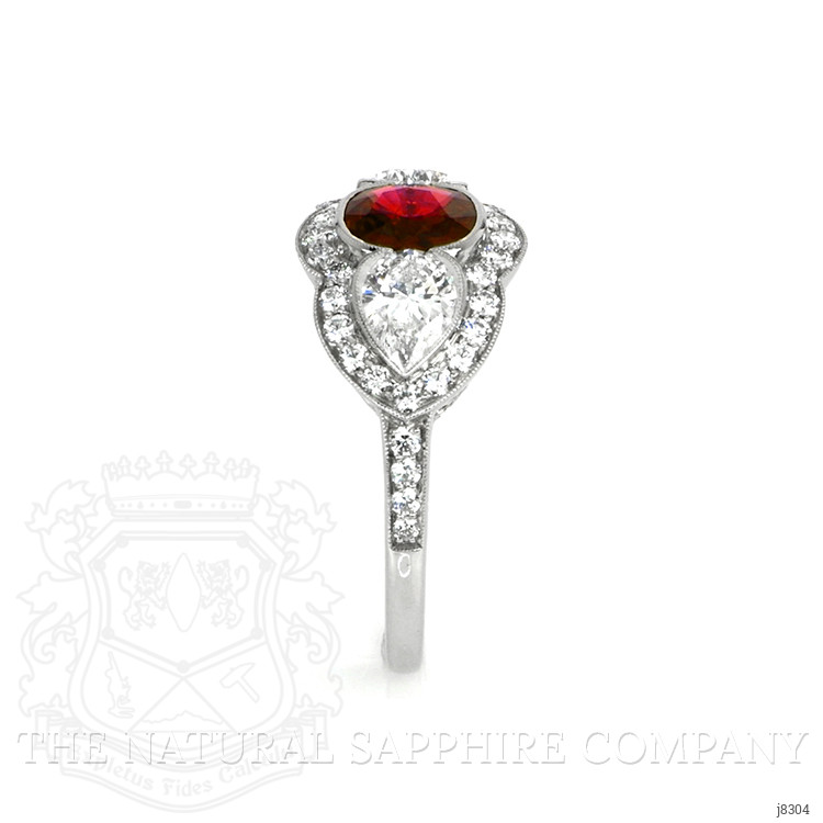 0.92 Ct. Ruby Natural Diamond Antique Style Ring, Platinum 950