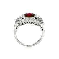 0.92 Ct. Ruby Natural Diamond Antique Style Ring, Platinum 950 Image