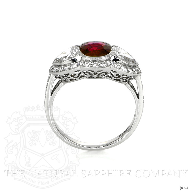 0.92 Ct. Ruby Natural Diamond Antique Style Ring, Platinum 950