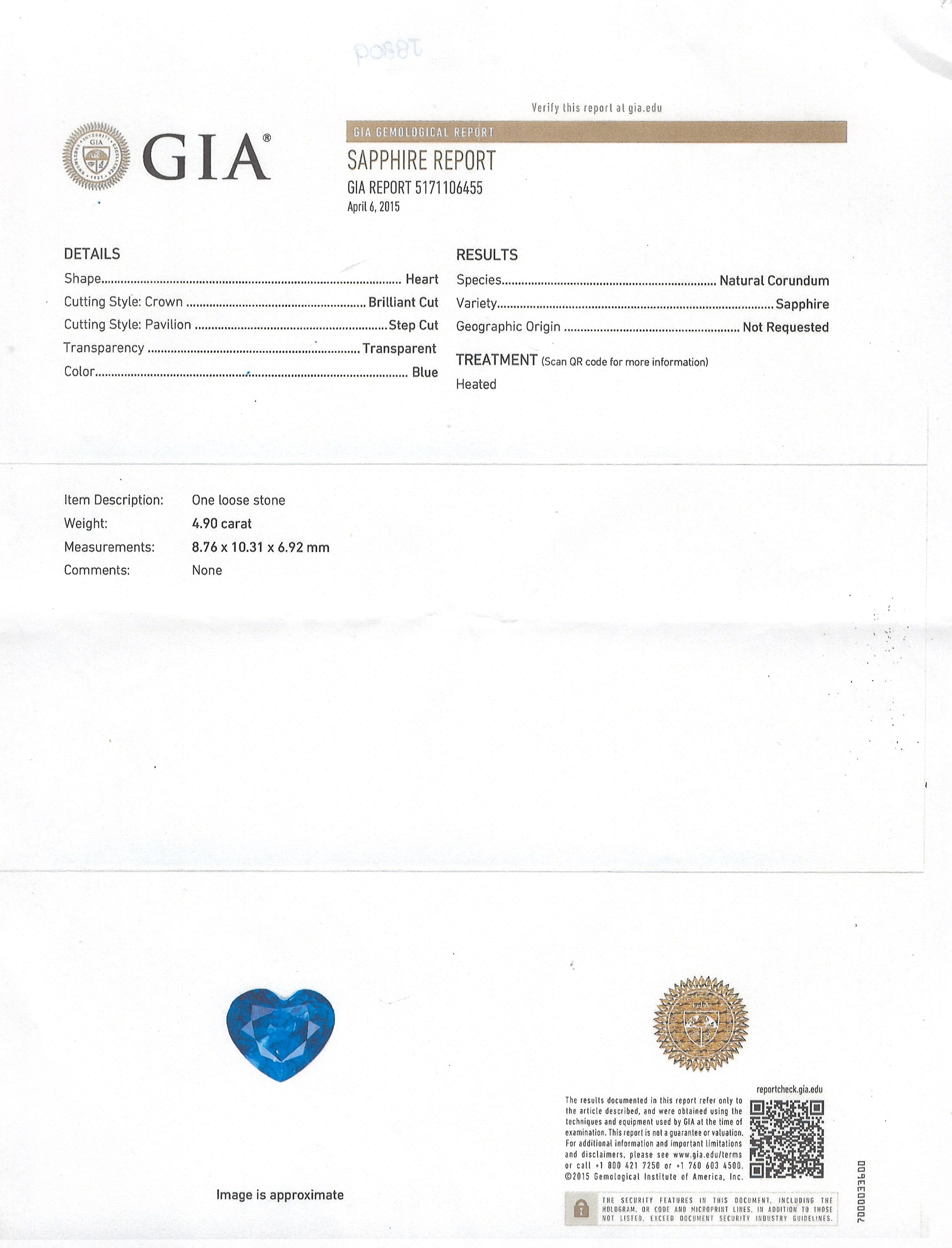 4.90 Ct. Blue Sapphire and Natural Diamond Antique Style Ring, 18K White Gold