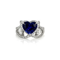 4.90 Ct. Sapphire Natural Diamond Antique Style Ring, 18K White Gold Video