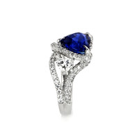 4.90 Ct. Sapphire Natural Diamond Antique Style Ring, 18K White Gold Image