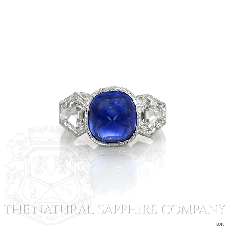7.19 Ct. Blue Sapphire and Natural Diamond Antique Style Ring, Platinum 950