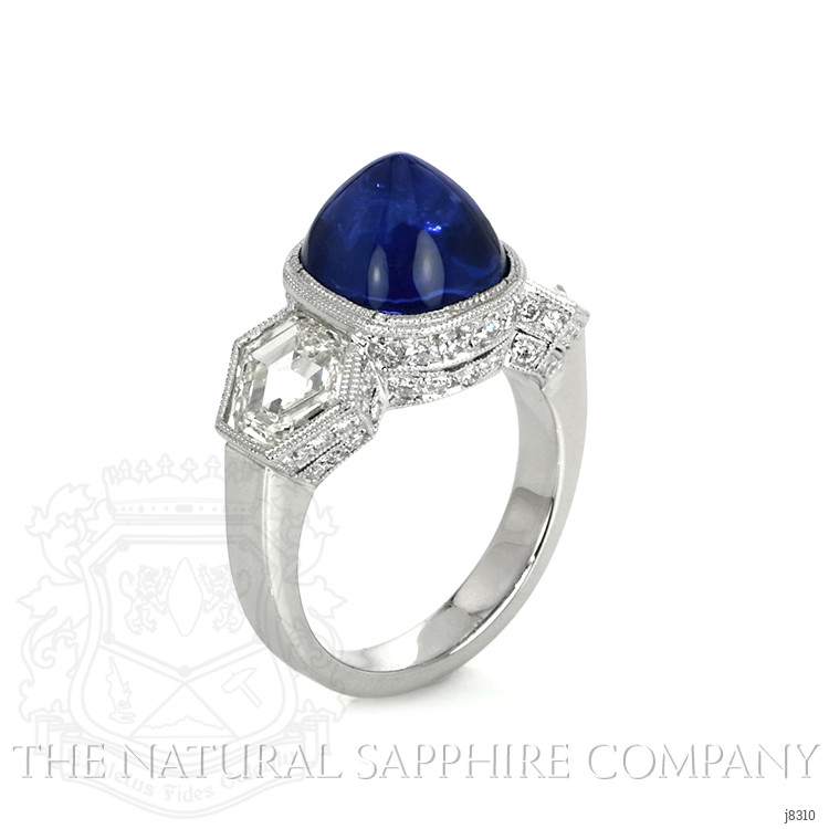 7.19 Ct. Blue Sapphire and Natural Diamond Antique Style Ring, Platinum 950
