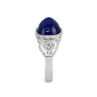 7.19 Ct. Blue Sapphire and Natural Diamond Antique Style Ring, Platinum 950 Image