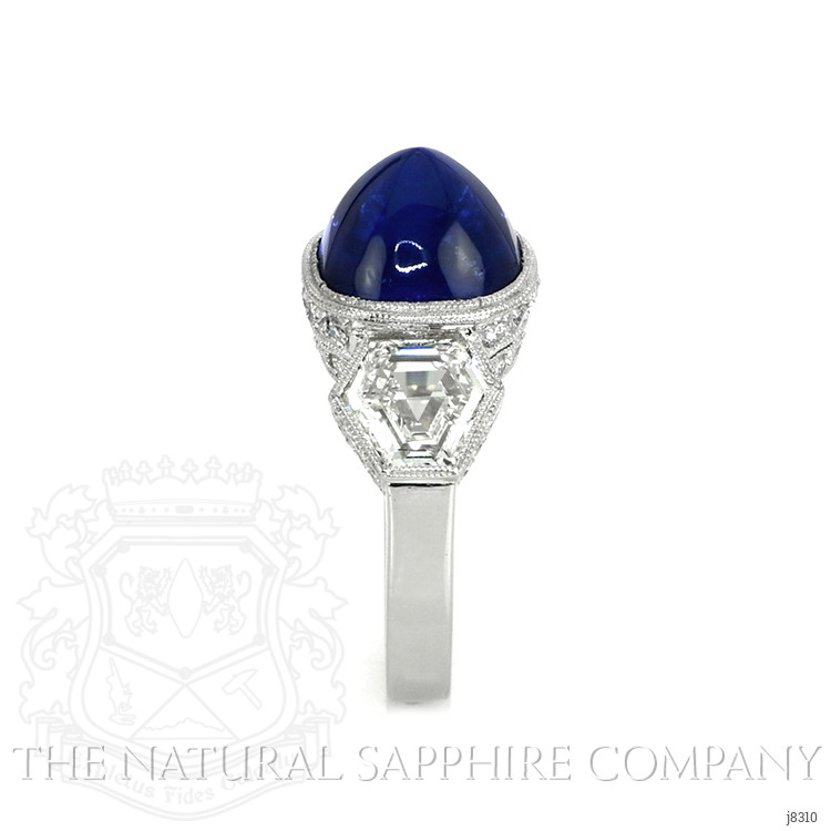 7.19 Ct. Blue Sapphire and Natural Diamond Antique Style Ring, Platinum 950