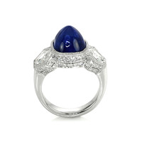 7.19 Ct. Blue Sapphire and Natural Diamond Antique Style Ring, Platinum 950 Image