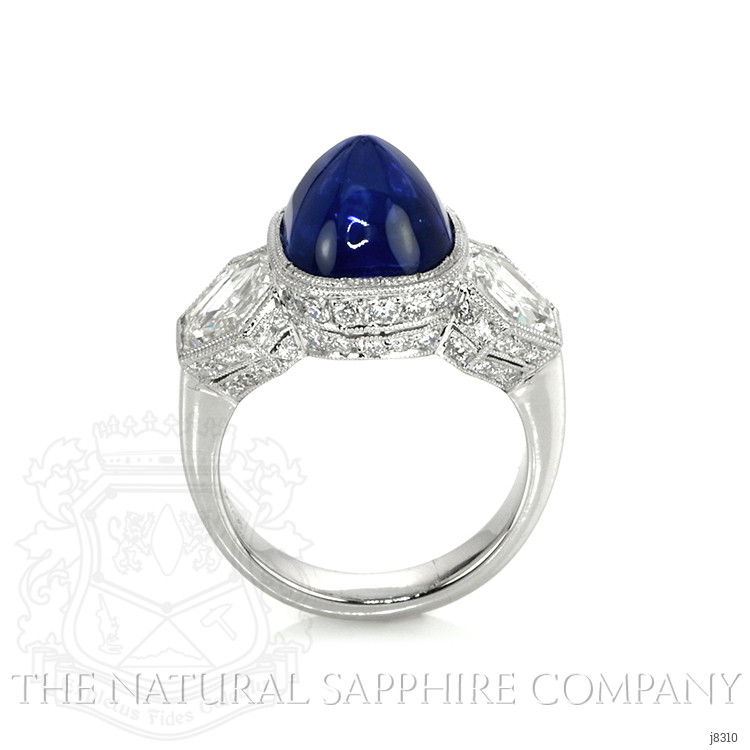 7.19 Ct. Blue Sapphire and Natural Diamond Antique Style Ring, Platinum 950