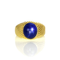 9.00 Ct. Blue Sapphire Men's Ring, 18K Yellow Gold Video
