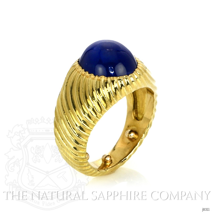 9.00 Ct. Blue Sapphire Men's Ring, 18K Yellow Gold