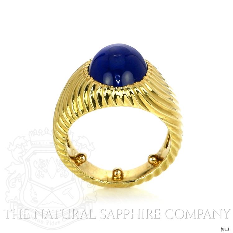 9.00 Ct. Blue Sapphire Men's Ring, 18K Yellow Gold