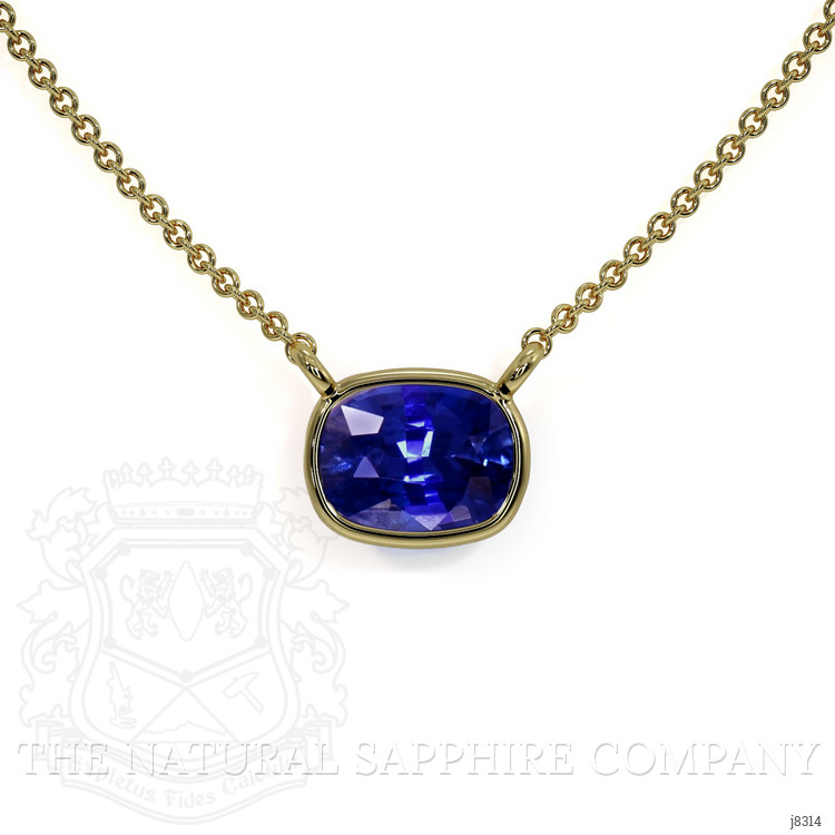0.50 Ct. Blue Sapphire Bezel Necklace, 14K Yellow Gold
