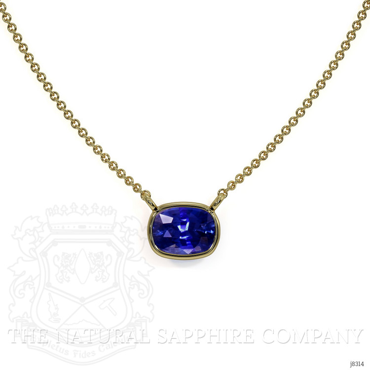 0.50 Ct. Blue Sapphire Bezel Necklace, 14K Yellow Gold