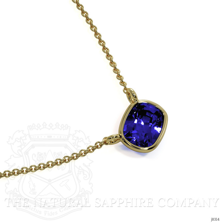 0.50 Ct. Blue Sapphire Bezel Necklace, 14K Yellow Gold