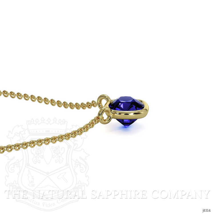 0.50 Ct. Blue Sapphire Bezel Necklace, 14K Yellow Gold