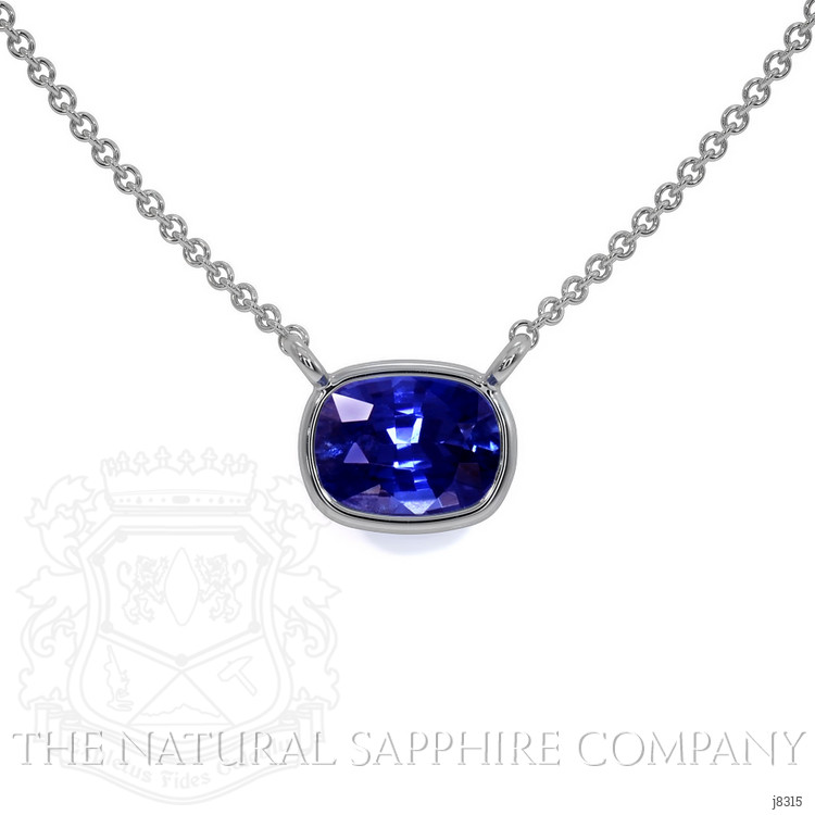 0.50 Ct. Blue Sapphire Bezel Necklace, 14K White Gold