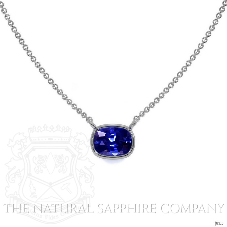 0.50 Ct. Blue Sapphire Bezel Necklace, 14K White Gold