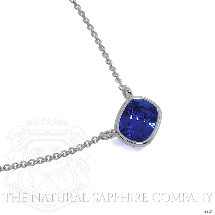0.50 Ct. Blue Sapphire Bezel Necklace, 14K White Gold