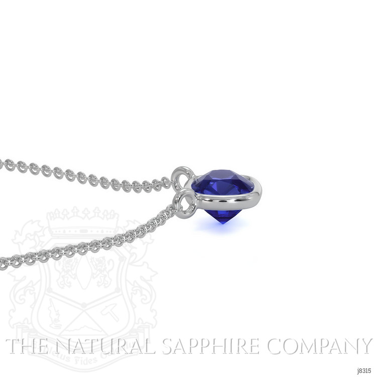 0.50 Ct. Blue Sapphire Bezel Necklace, 14K White Gold