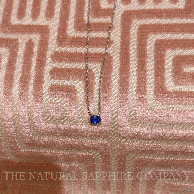 0.50 Ct. Blue Sapphire Bezel Necklace, 14K White Gold