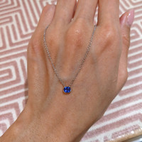 0.50 Ct. Blue Sapphire Bezel Necklace, 14K White Gold Life Style
