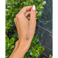 0.50 Ct. Blue Sapphire Bezel Necklace, 14K White Gold Life Style