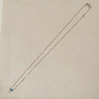 0.50 Ct. Blue Sapphire Bezel Necklace, 14K White Gold Life Style