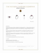 1.19 Ct. Purplish Pink Sapphire and Natural Diamond Three Stone Ring, 18K White Gold Appraisal