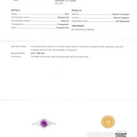 1.19 Ct. Purplish Pink Sapphire and Natural Diamond Three Stone Ring, 18K White Gold Scan Report