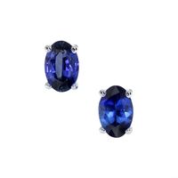 1.00 Ct.Tw.Total Carat Weight Sapphire Studs Earrings, 14K White Gold Video