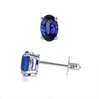 1.00 Ct.Tw.Total Carat Weight Sapphire Studs Earrings, 14K White Gold Image