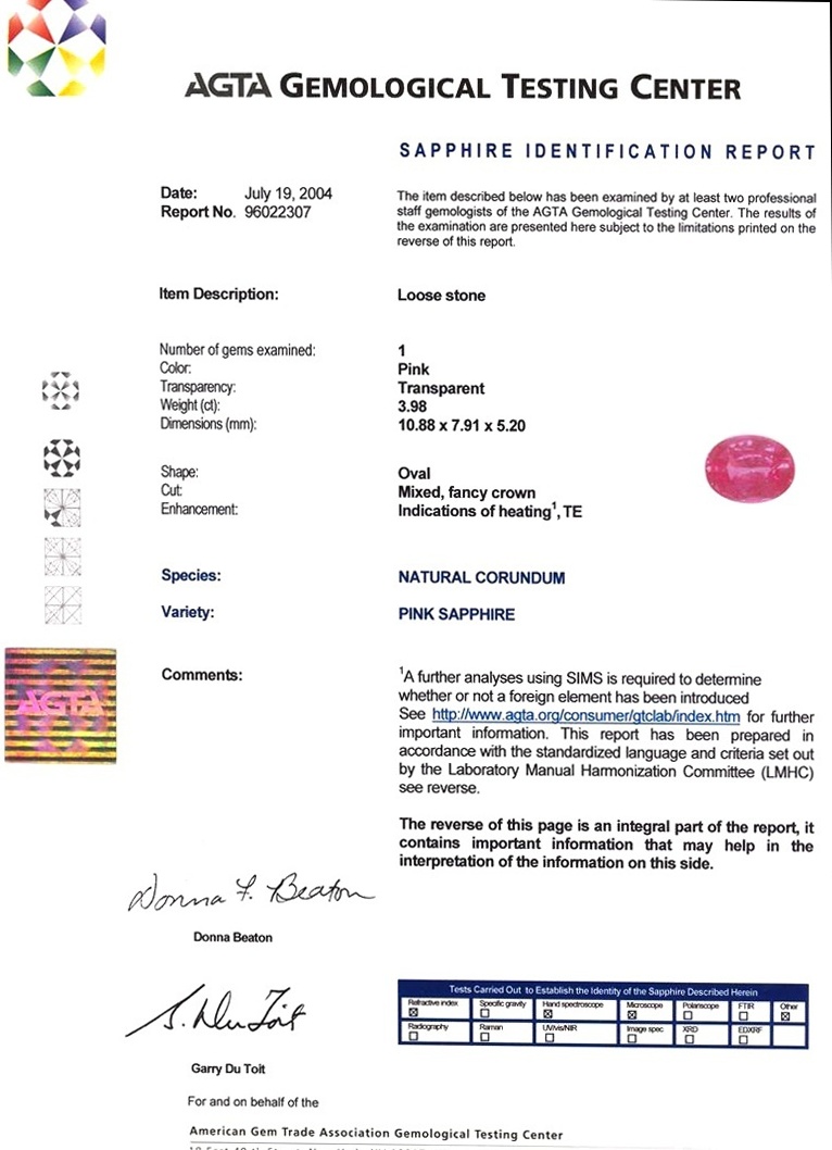 3.98 Ct. Pink Sapphire and Natural Diamond Pave Ring, Platinum 950