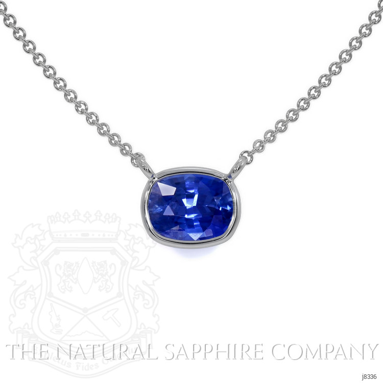 0.50 Ct. Blue Sapphire Bezel Necklace, 14K White Gold
