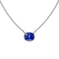 0.50 Ct. Blue Sapphire Bezel Necklace, 14K White Gold Image